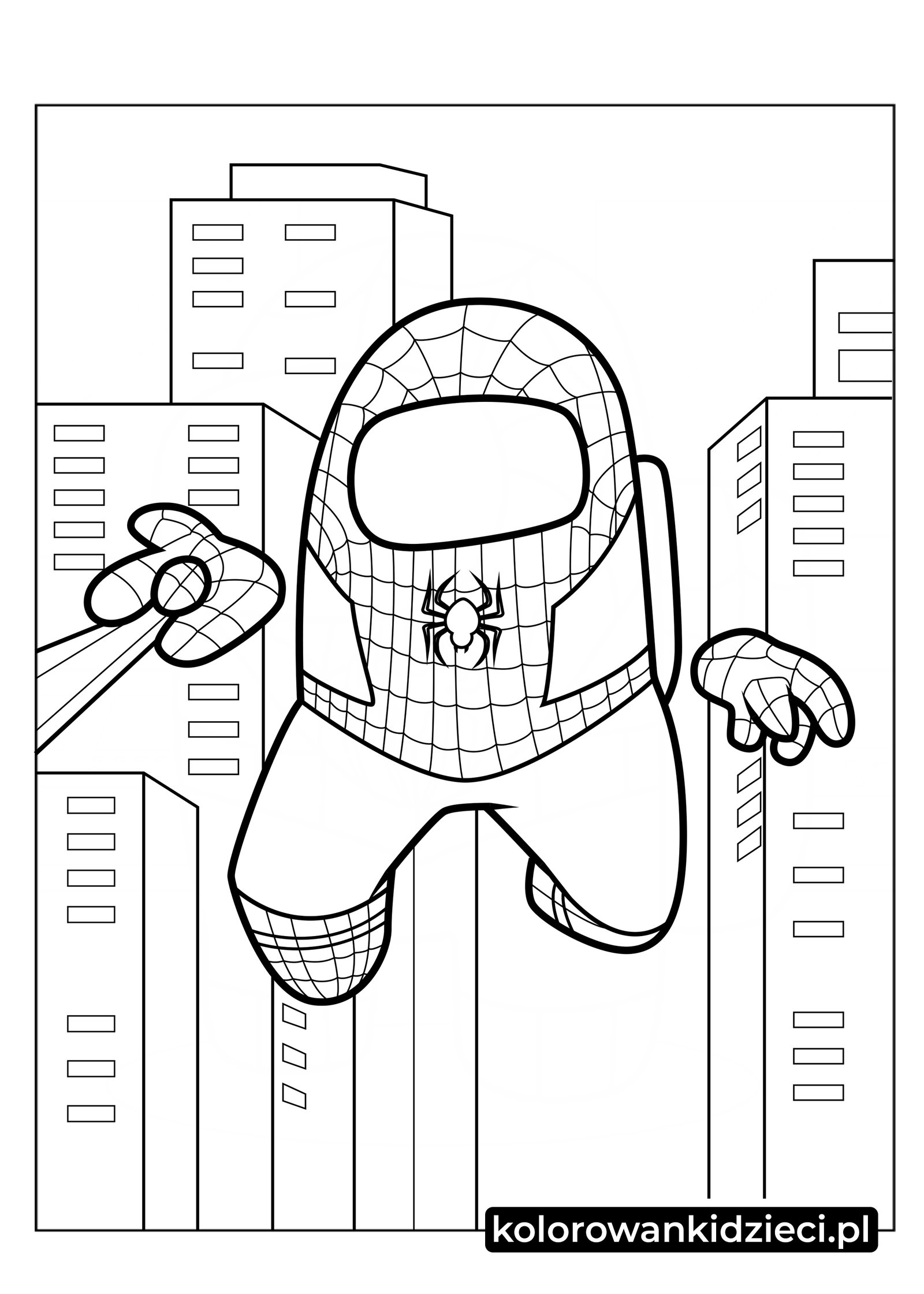 Kolorowanka do druku Among Us Spider Man używający sieci Among-Us-Spider-Man-używający-sieci