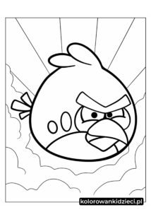 Angry-bird-Czerwony-w-chmurach-kolorowanka