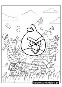 Angry-birds-Czerwona-rozbijająca-świnia-forteca-Kolorowanka