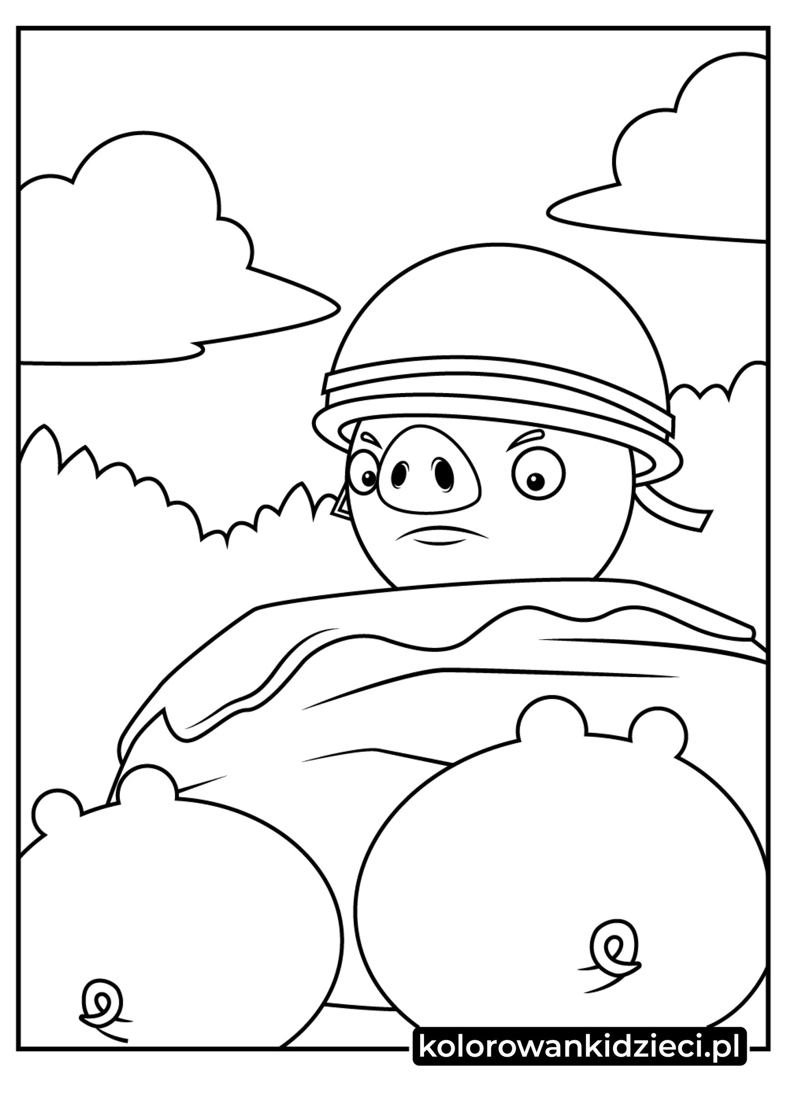 Kolorowanka do druku Angry birds kapral świnia w hełmie stojący na klifie Angry-birds-kapral-świnia-w-hełmie-stojący-na-klifie-kolorowanki