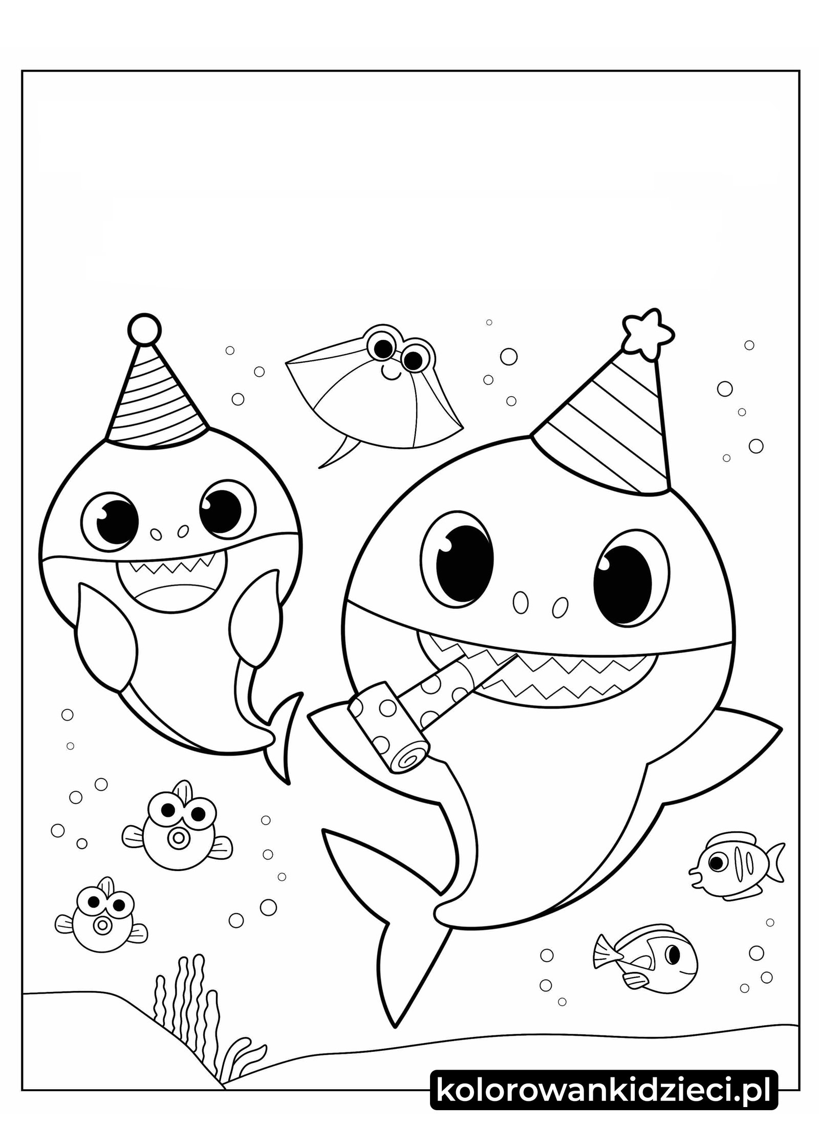 Kolorowanka do druku Baby Shark Wszystkiego najlepszego z okazji urodzin Kawaii-Baby-Shark-Wszystkiego-najlepszego-z-okazji-urodzin-Kolorowanka