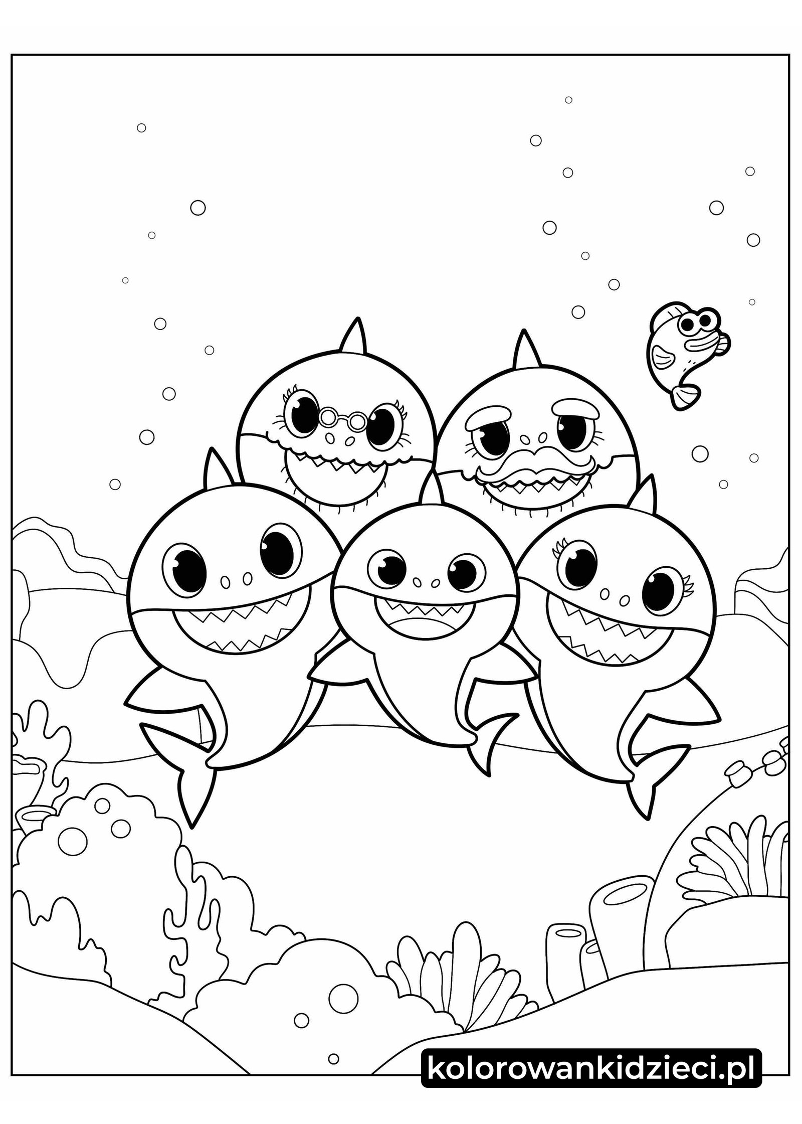 Kolorowanka rodzina baby shark z william