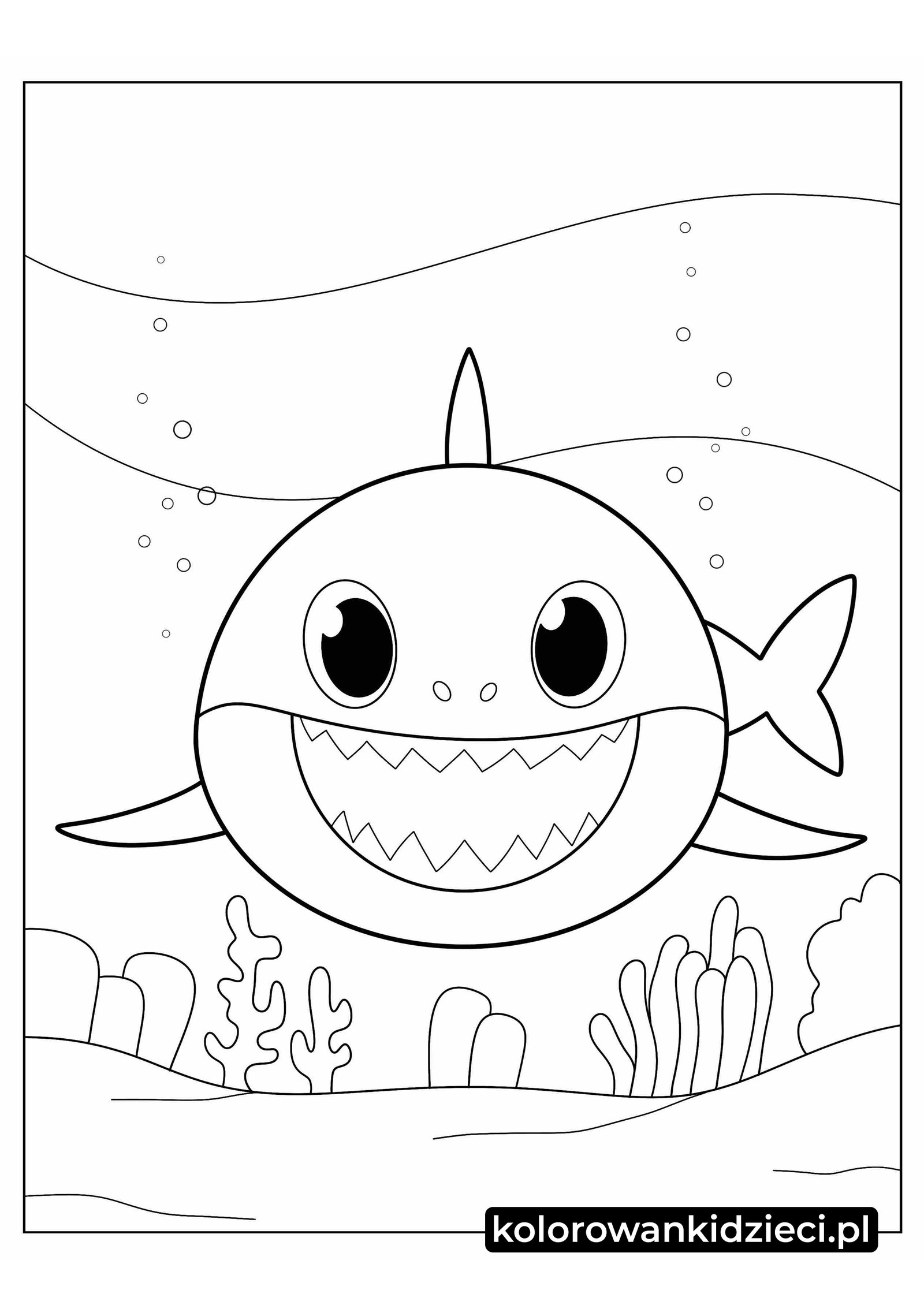 Kolorowanka do druku Baby Shark Uśmiechnięty Tata Uśmiechnięty-Tata-Rekin-kolorowanka