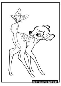 bambi-bawiący-się-motylem-kolorowanka