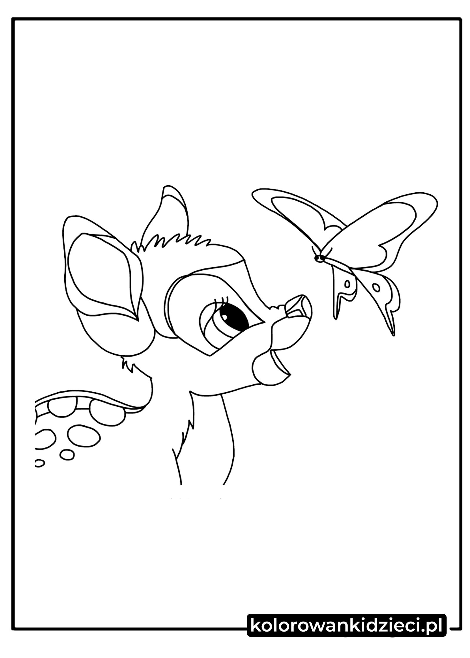Kolorowanka do druku bambi motyl bambi-motyl-kolorowanka