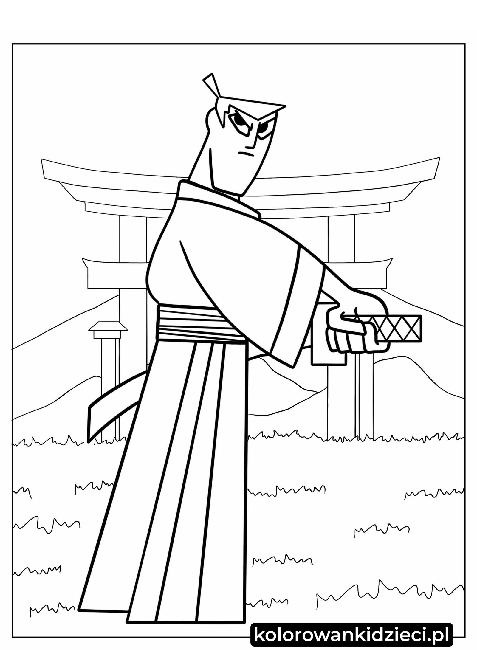 Kolorowanka do druku Anime Samurai Jack Anime-Prosta-kolorowanka-Samurai-Jack-dla-dzieci
