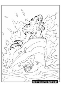 Arielka-śpiewa-na-szczycie-skały-kolorowanka-arkusz