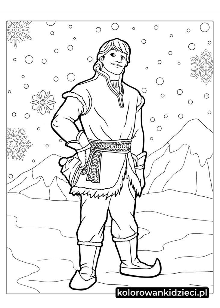 Frozen-Kristoff-w-śniegu-kolorowanka