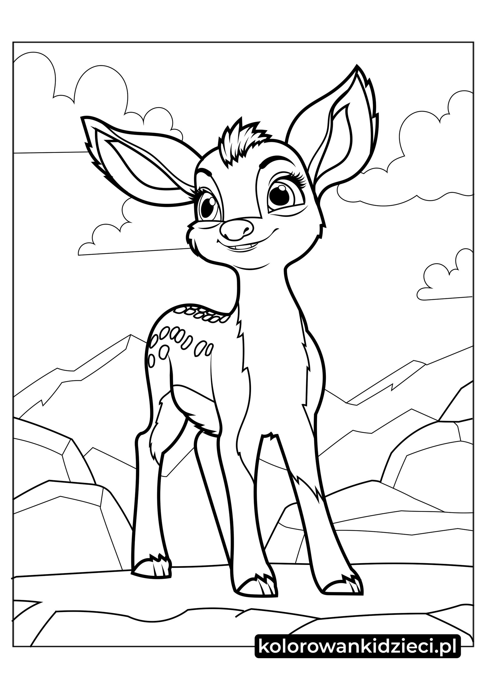 Kolorowanka do druku Kawaii Dziecko Bambi Kawaii-Dziecko-Bambi-Kolorowanka