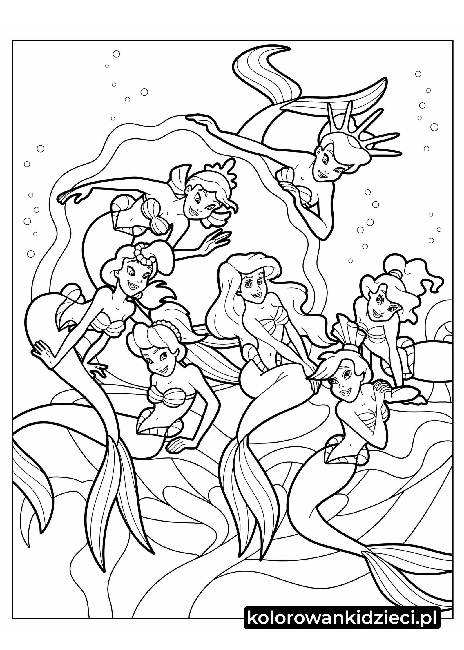 Kolorowanka-Arielka-z-sześcioma-siostrami