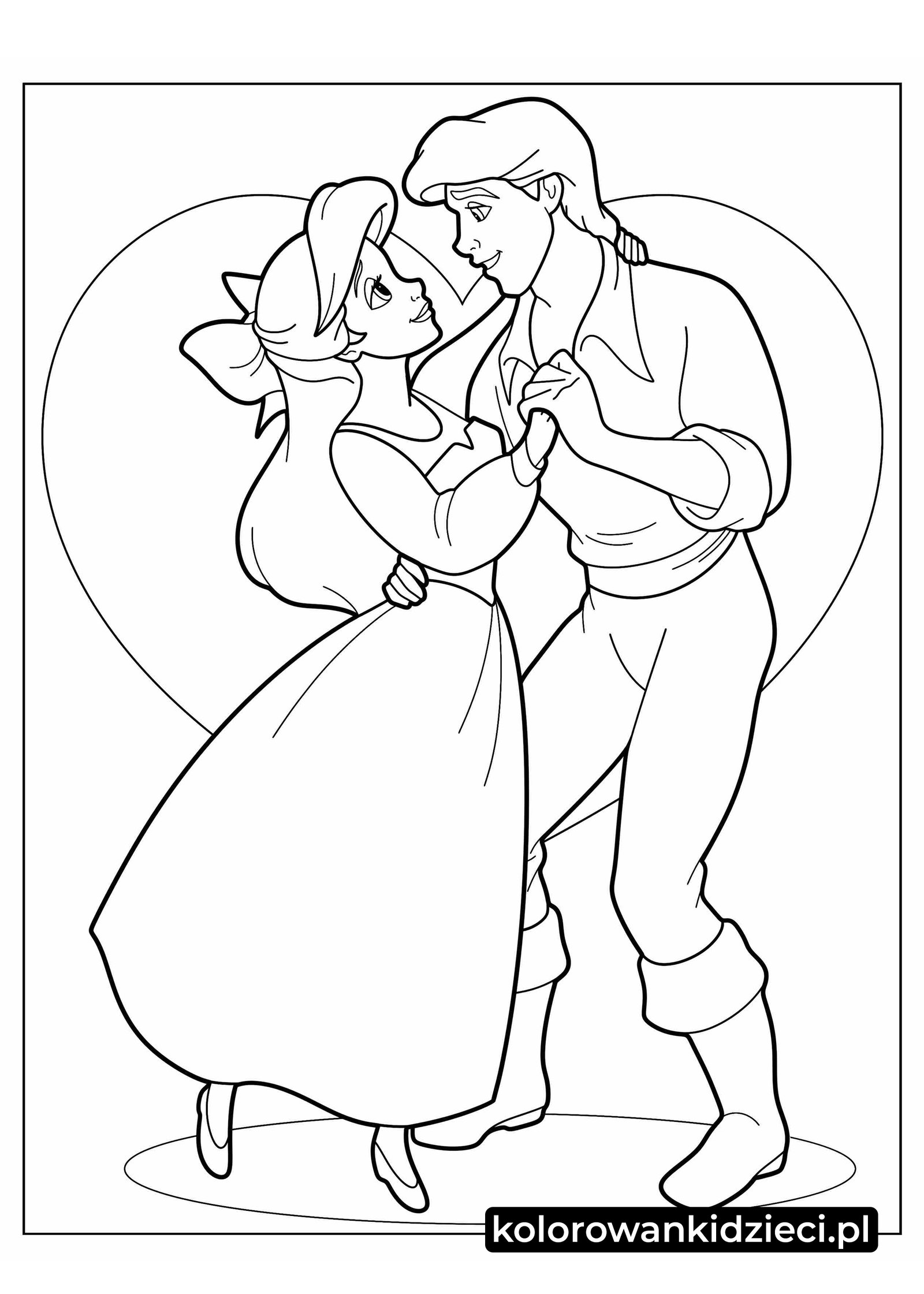 Kolorowanka-Arkusz-Arielka-i-Książę-Eric-Zakochany