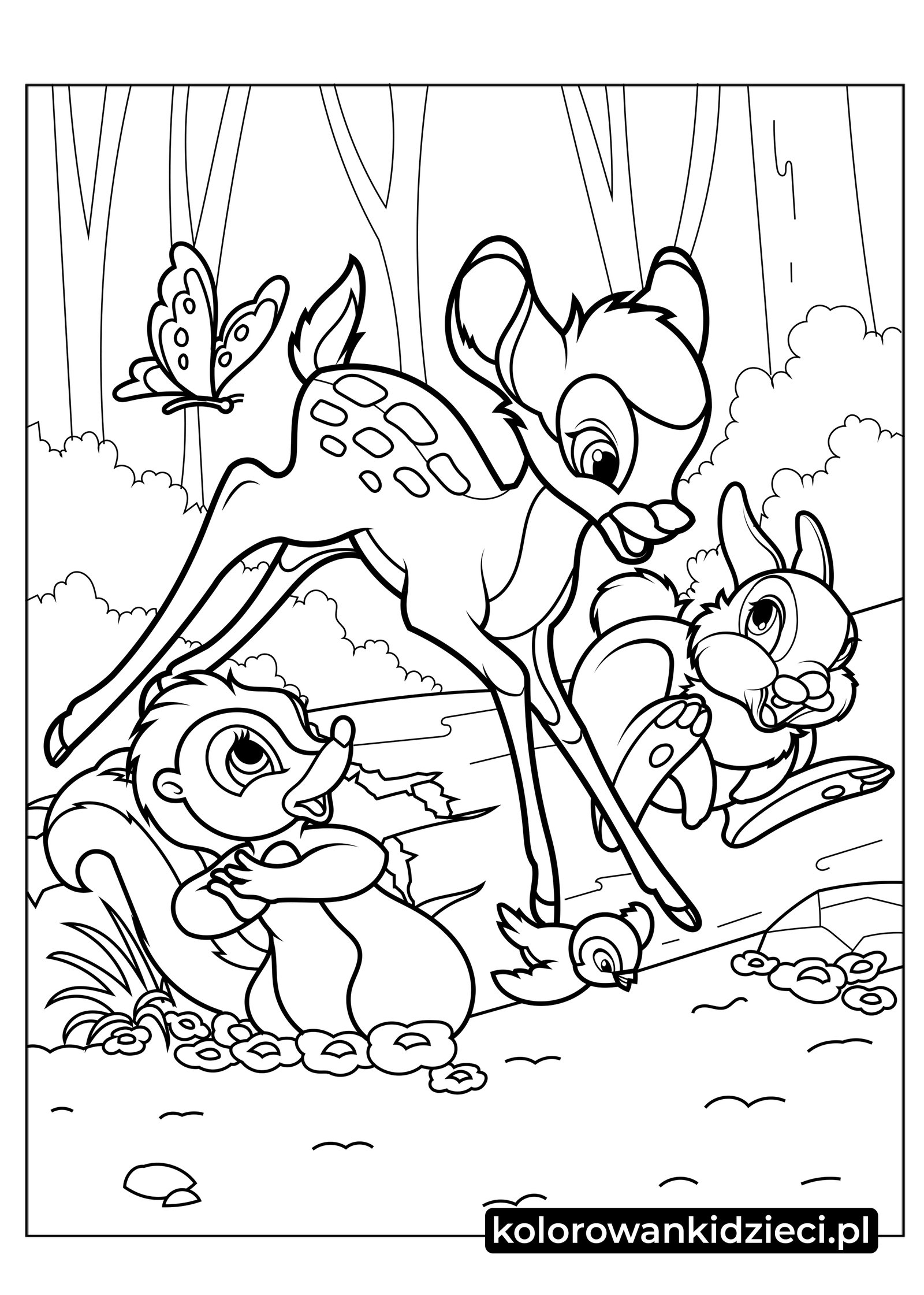 Kolorowanka do druku Bambi Z Thumperem I Kwiatem Kolorowanka-Bambi-Z-Thumperem-I-Kwiatem
