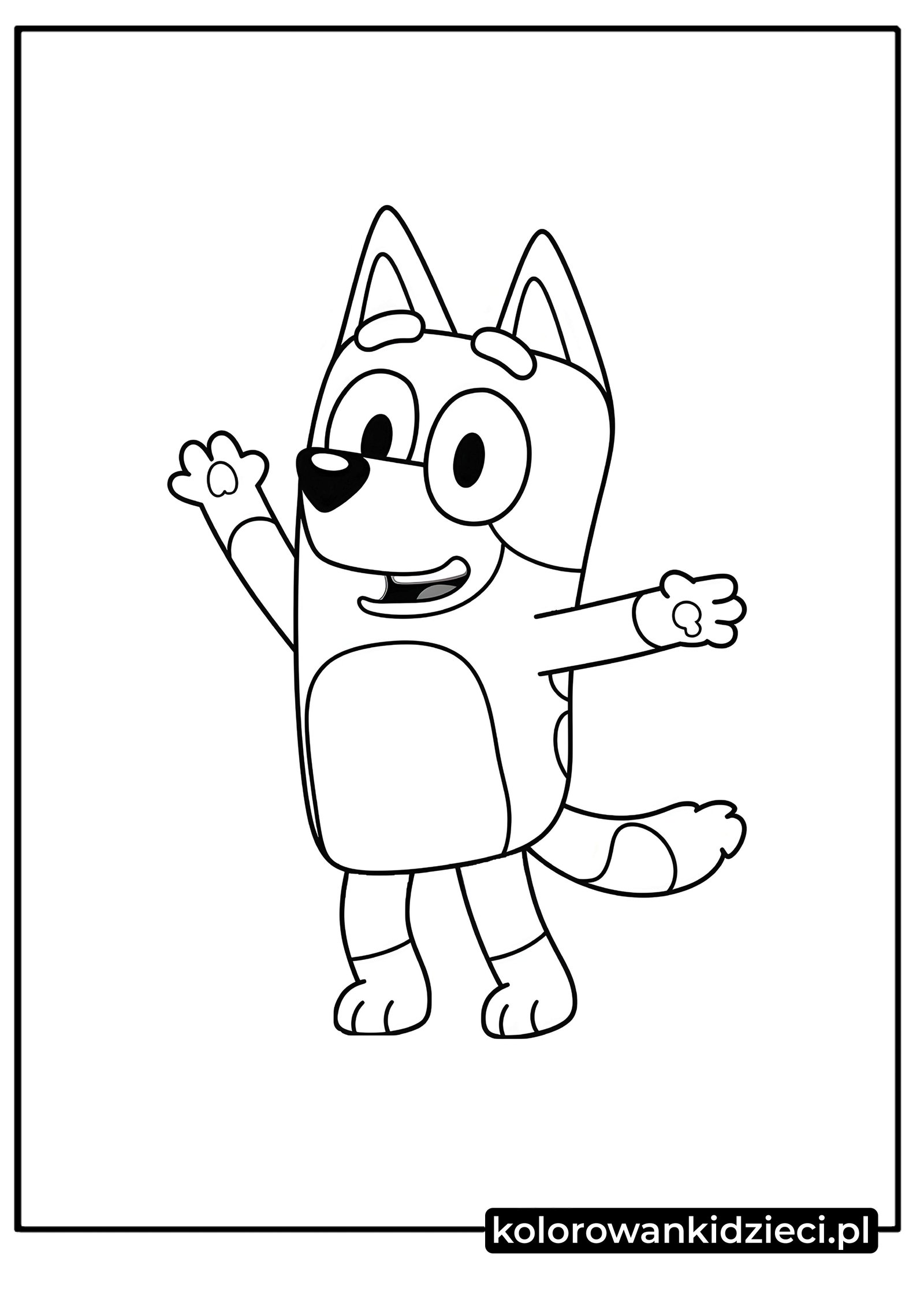 Kolorowanka do druku Bluey tańczy Kolorowanka-Bluey-tańczy