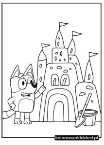 Kolorowanka-Bluey-z-zamkiem-z-piasku