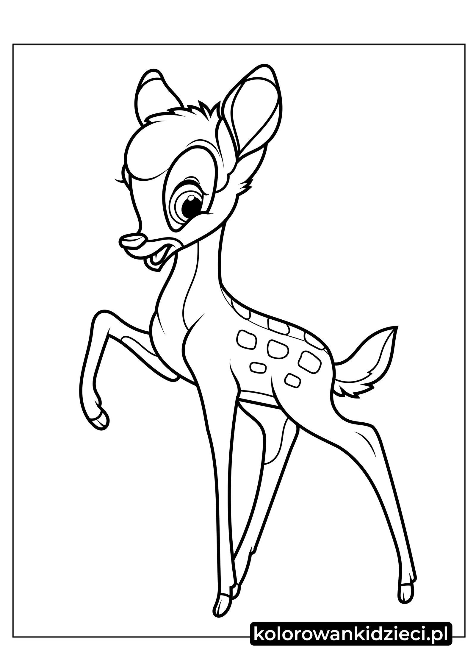 Kolorowanka do druku Łatwa Bambi Łatwa-Kolorowanka-Bambi-Dla-Przedszkolaków
