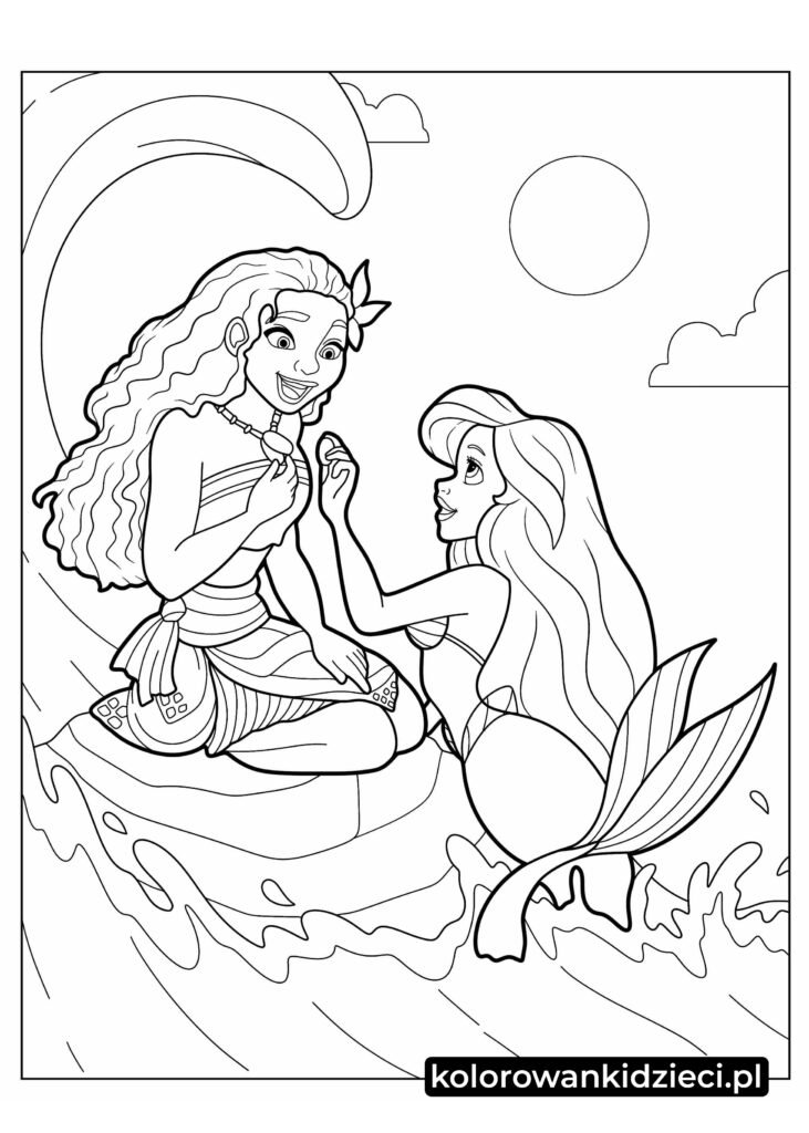 Moana-i-Arielka-na-morzu-kolorowanka