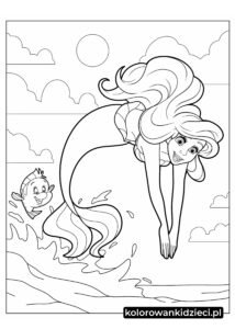 Syrena-Arielka-Nurkująca-Do-Morza-Z-Flądrą