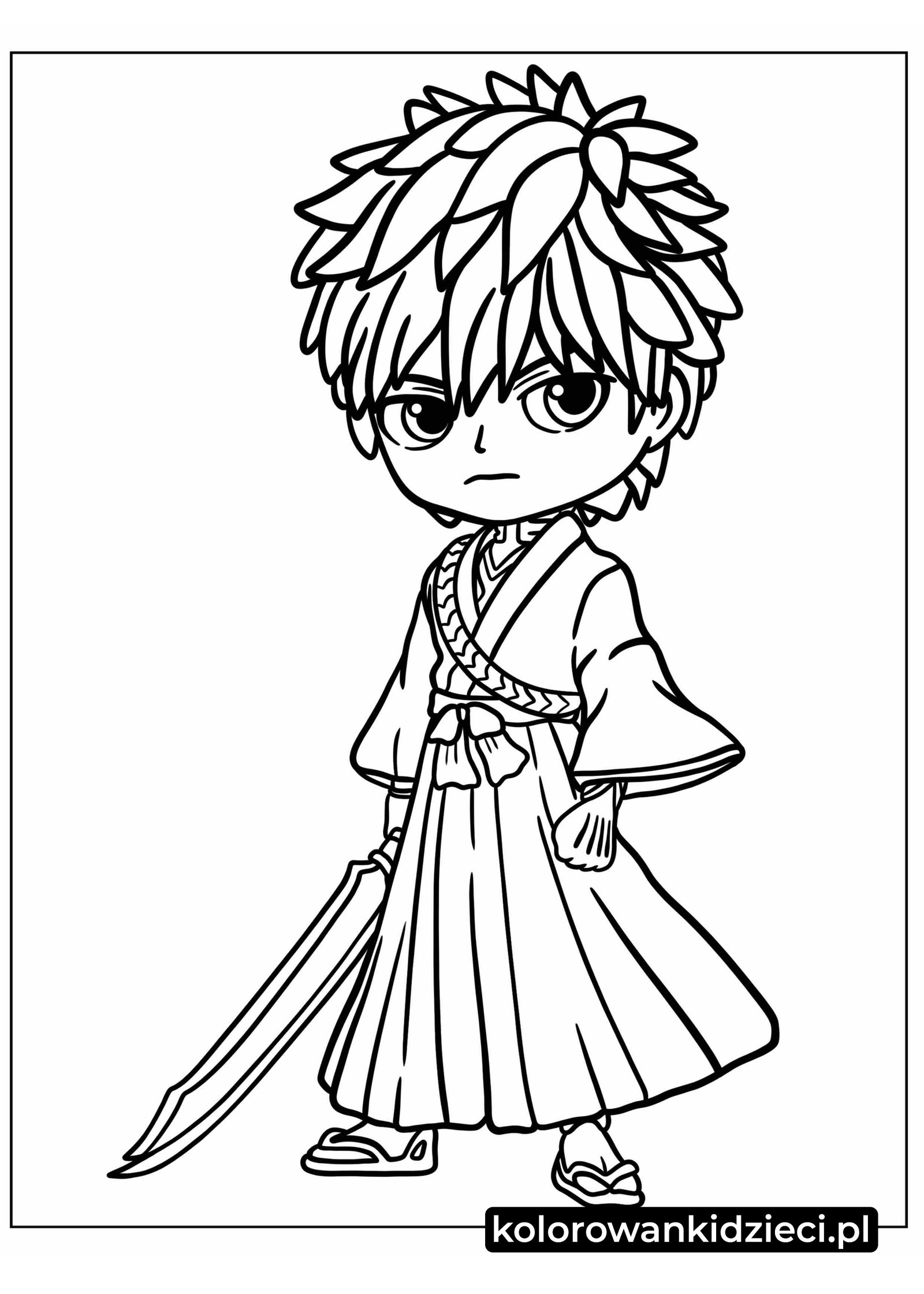 Kolorowanka do druku Anime Chibi Ichigo z Bleach anime-Chibi-Ichigo-z-Bleach-Kolorowanka-dla-przedszkolakow
