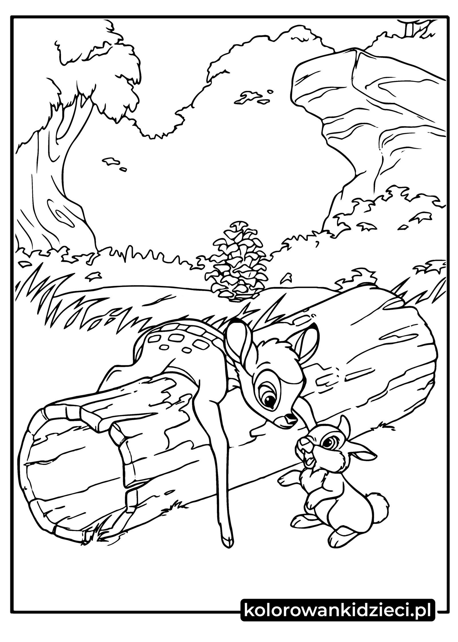 Kolorowanka do druku Bambi i thumper bambi-thumper-kolorowanki