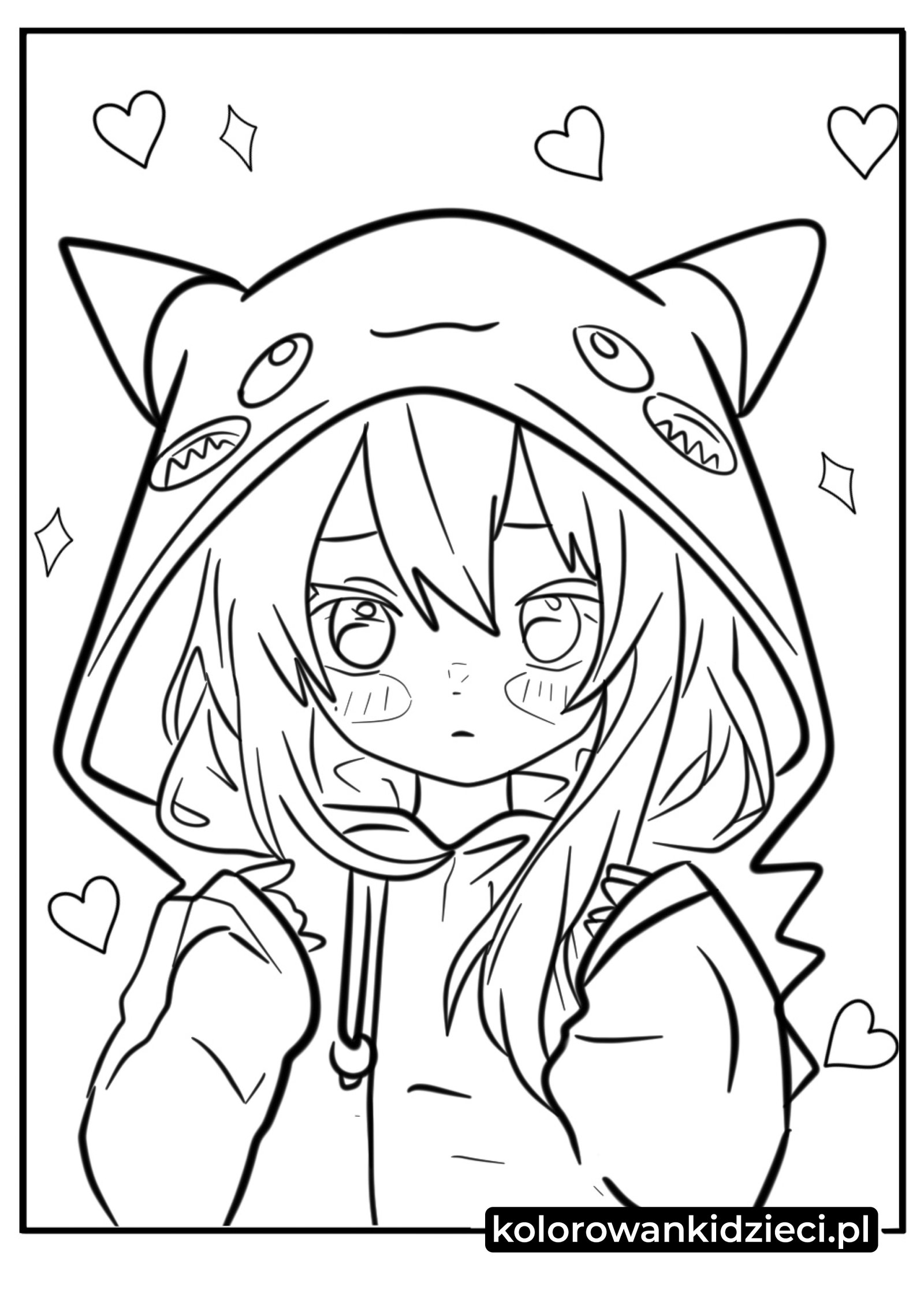 Kolorowanka do druku Pikachu onesie anime dziewczyna pikachu-onesie-anime-dziewczyna