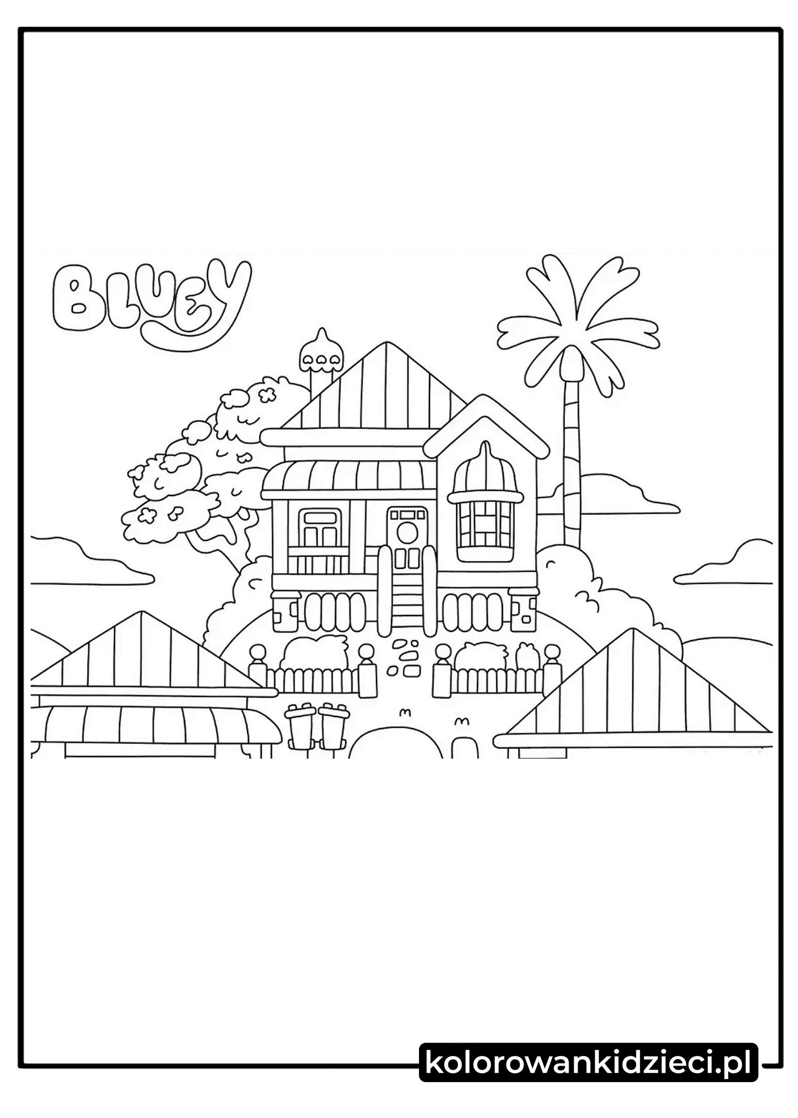 Kolorowanka do druku Bluey dom Kolorowanka-dom-Bluey