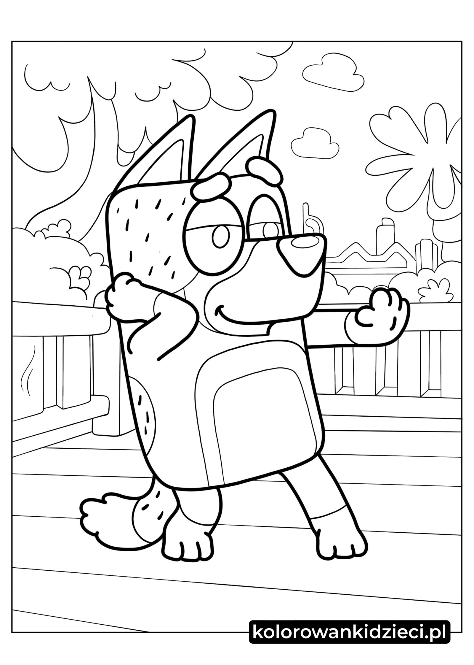 Kolorowanka do druku Bluey tata bandit Kolorowanka-tata-bandit