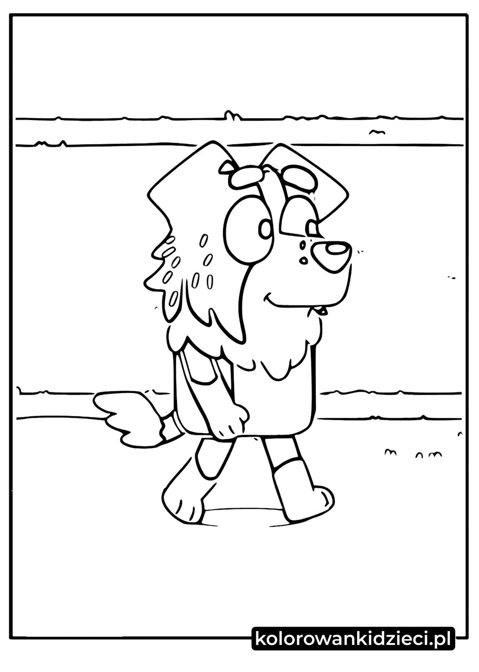 Kolorowanka do druku Bluey Mackenzies Dad Spacerujący po polu  Mackenzies-Dad-Spacerujący-po-polu-Kolorowanka-Obraz