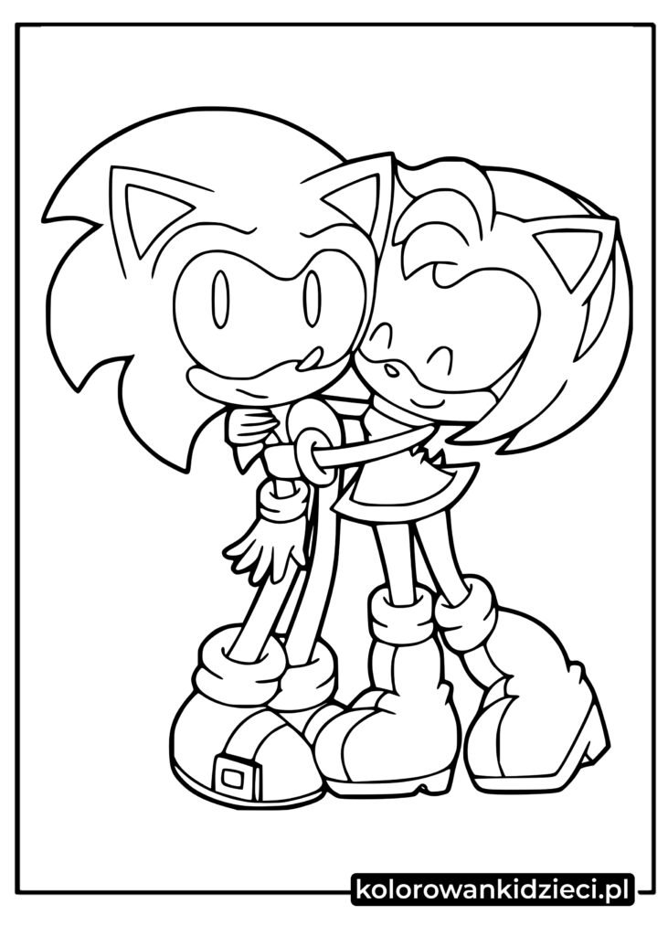 Sonic i Amy Rose z gry Sonic kolorowanka do druku dla dzieci