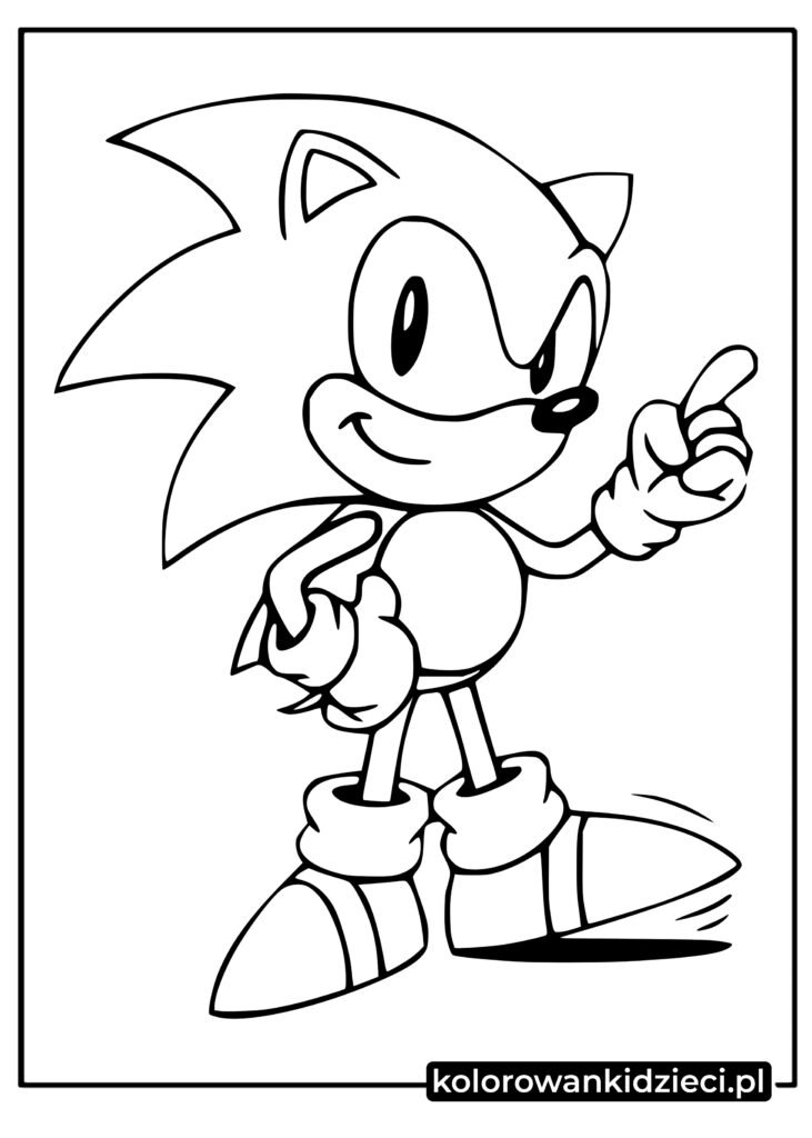 Słodka kolorowanka Sonic z gry Sonic do druku dla dzieci