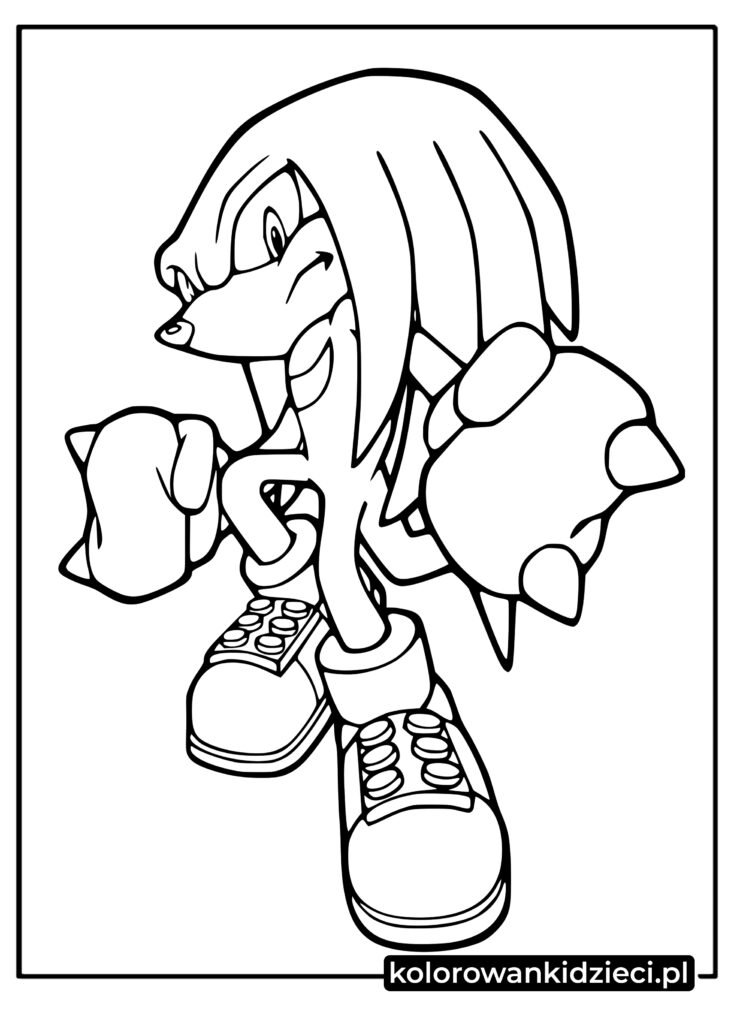 Knuckles the Echidna z gry Sonic kolorowanka do druku dla dzieci