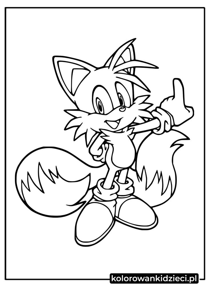 Sonic słodki Miles Tails Prower Kolorowanka do druku dla dzieci