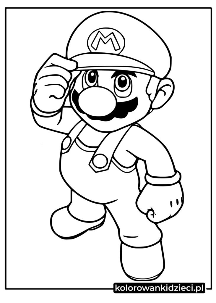 Mario z gry Super Mario Bros kolorowanka do druku dla dzieci