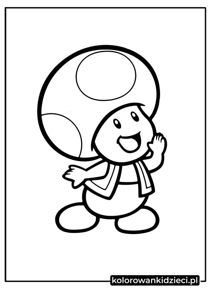 Grzybek Toad z gry Super Mario kolorowanka do druku dla dzieci