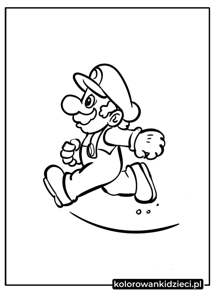 Biegnący Mario z gry Super Mario Bros 3 kolorowanka do druku dla dzieci