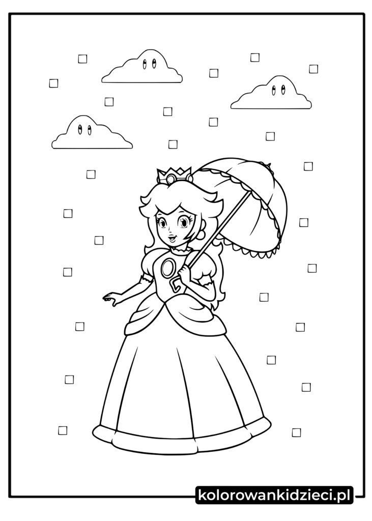 Mario i księżniczka Peach z gry Super Mario kolorowanka do druku dla dzieci
