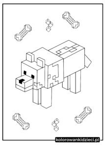 Kolorowanka wilkiem z gry Minecraft rysunki