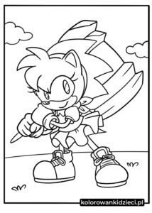 Kolorowanki-Sonic-Amy-Rose-z-jej-młotem.