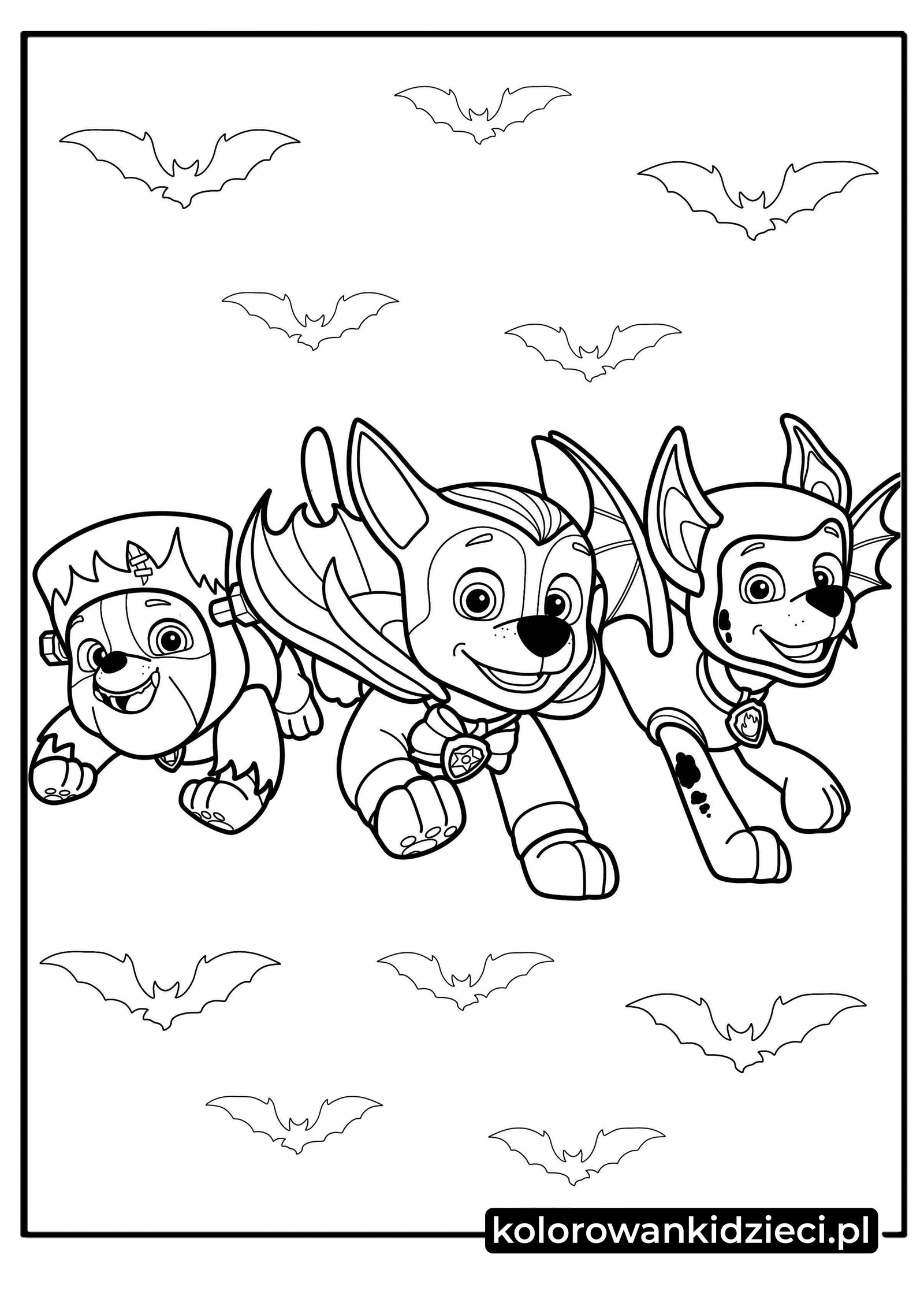 Kolorowanki motywem-Halloween Psi-Patrol