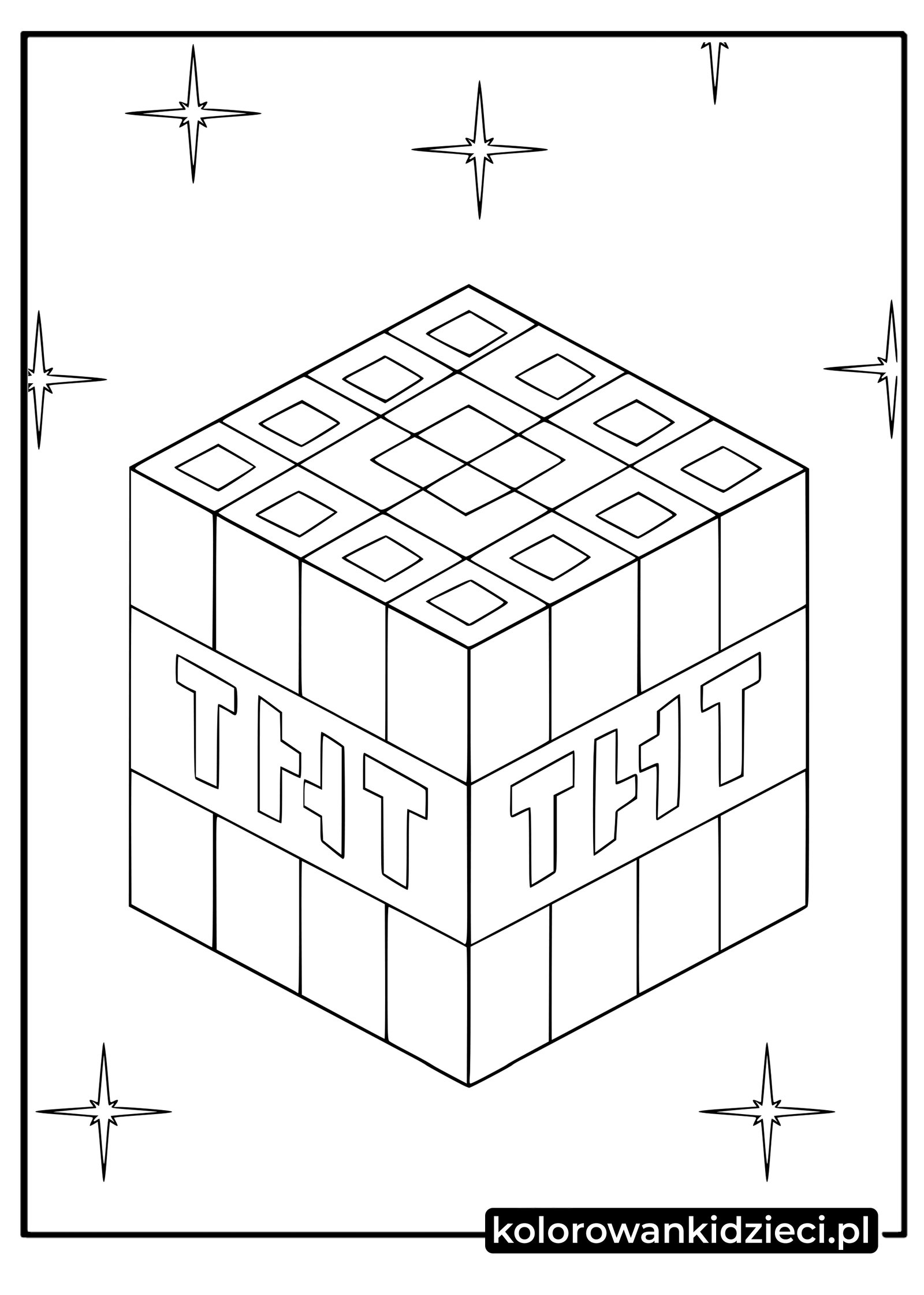 Darmowy rysunek do pobrania: Wybuchowy blok TNT z gry Minecraft Kolorowanka Minecraft TNT