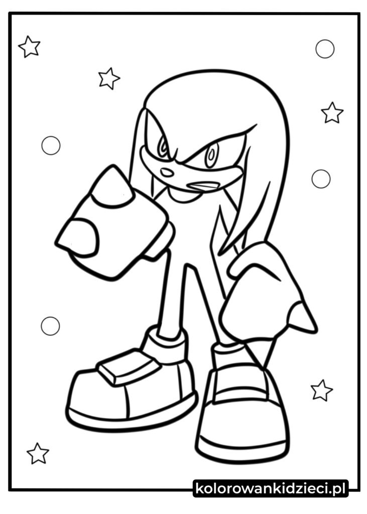 Kolorowanka sonic do druku Knuckles jest gotowy na wszystko