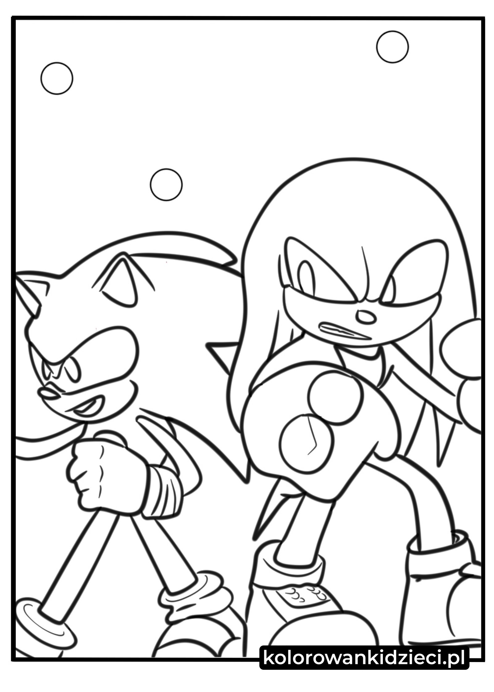 Sonic i Knuckles łączą siły kolorowanka do druku – niebieski jeż i czerwona kolczatka razem