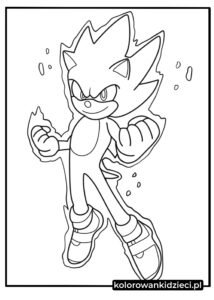 Hyper-Sonic-w-potężnej-pozie Sonic Kolorowanka do druku