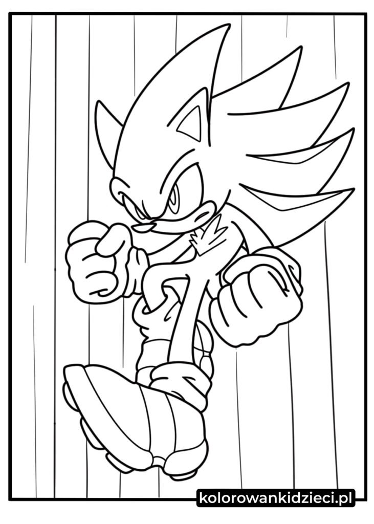 Sonic kolorowanki do druku Hyper Sonic w dynamicznej pozie